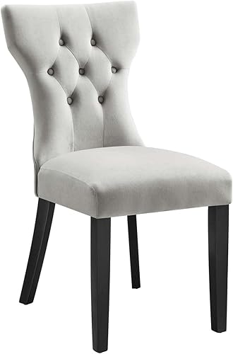 Miniatura 3 de Modway Silhouette EEI-5014-LGR - Juego de 2 sillas de comedor (terciopelo, color gris claro)