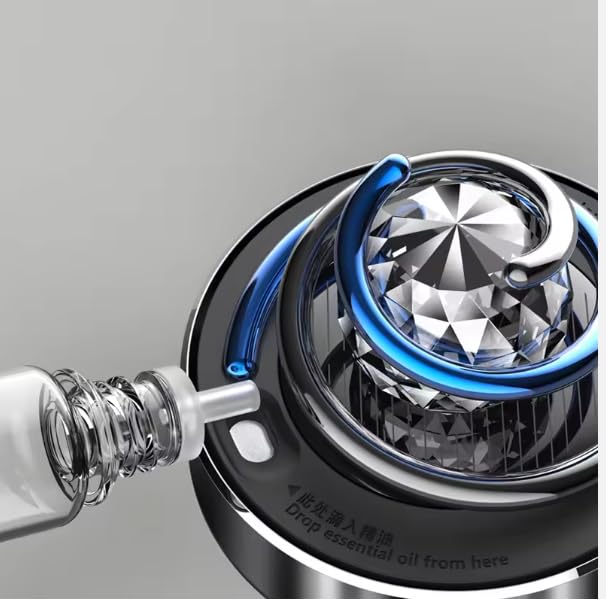Image of YOURKARTS.COM Car Perfume Diffuser Rotating Solar Double-Ring Design (Silver) - Stylish Car Air Freshener with Twin-Ring Aromatherapy for Interior Dashboard Decor car accessories