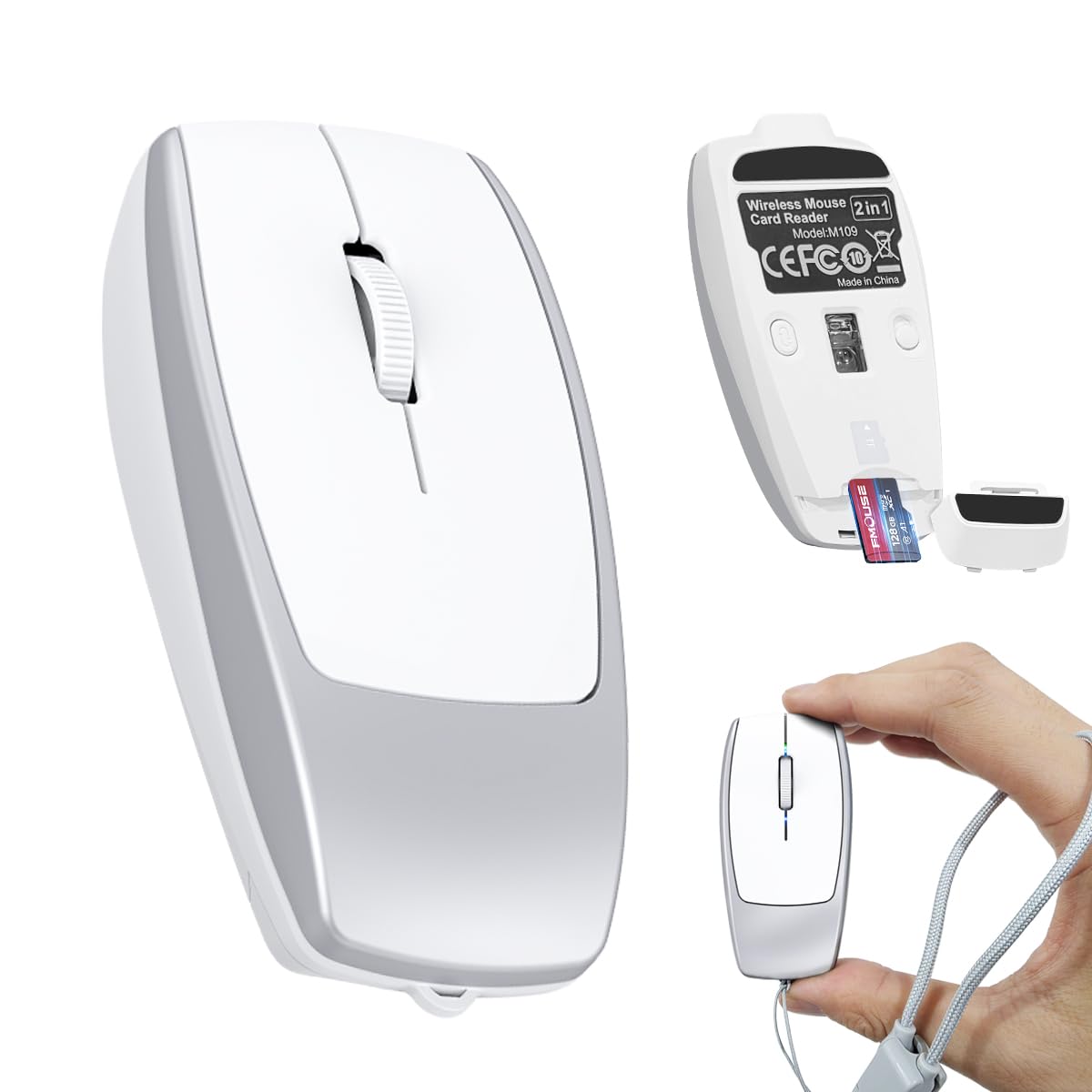 Photo 1 of FMOUSE Mini Portable 2-in-1 Bluetooth Mouse & Micro SD Card Reader