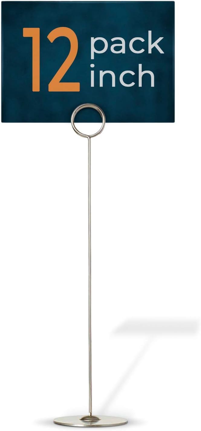Stand↑UP 12 Pack Table Number Holder | 12in Table Number Stands | Table Card Holders | Table Sign Holder | Place Card Holders | Table Numbers for Wedding | Picture Holder Stand | Photo Holder |