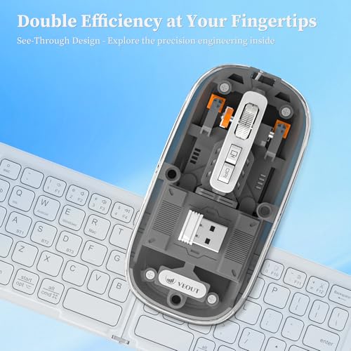 Image of Veout Wireless Bluetooth Mouse, Portable Silent Click Rechargeable Mouse with USB Receiver, 3-Level DPI, Compatible with Laptop, PC, Mac, Tablet, Phone