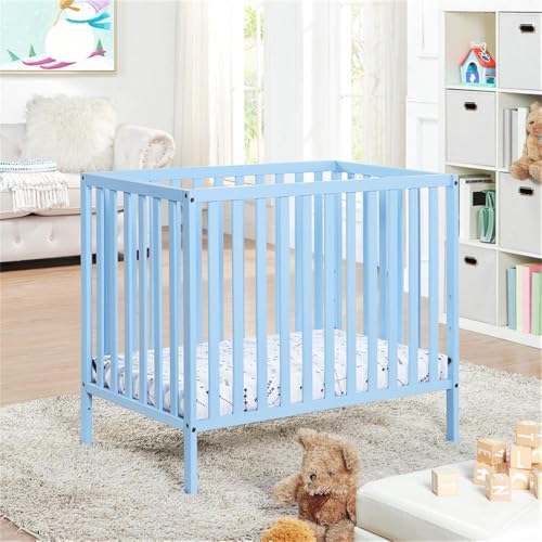 Suite Bebe Palmer 3-in-1 Mini Crib in Baby Blue - with Mattress Pad