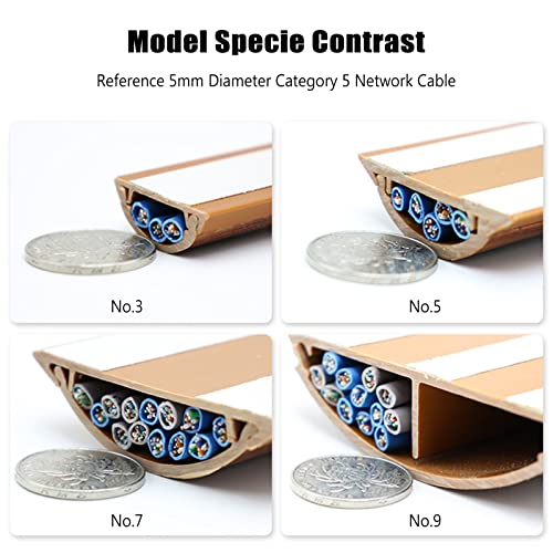 Cable Management Channel, Cubierta para cables con diseño de veta de madera, canaleta para cables bajo escritorio con adhesivo, fácil de instalar (Color: Estilo 5, Tamaño: 3 cables) miniatura 2