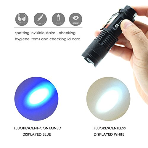 Ar Happy Online Uv Flashlight, Uv Light Flashlight Black Light, Zoomable 365Nm Uv Blacklight Led Flashlight Detector For Pets Urine And Stains, Resin Curing, Bed Bugs And Scorpions (2 Pack) #TOP1