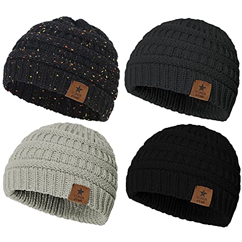 Image of Durio Soft Warm Knitted Baby Hats Caps Cute Cozy Chunky Winter Infant Toddler Baby Beanies for Boys Girls
