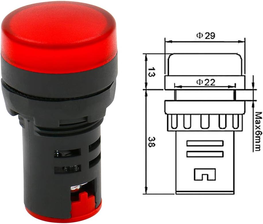 Baomain AD16-22D/S31 AC 220V 20mA Energy Saving LED Indicator Light Green Yellow Red Blue White 5 PCS : Industrial & Scientific