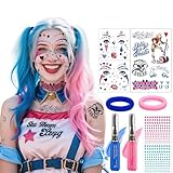 cosplay harley quinn ado 【AUTOCOLLANTS TATOUAGES VISAGE】 Ce coffret de deux tatouages ​​visage aux designs différents apporte une touche personnelle à votre look et s'adapte parfaitement à une variété de tenues originales. Avec 165 strass roses et bleus chacun, ces autocollants offrent une grande liberté de création, qu'ils soient combinés librement ou ajoutés en touche finale. Vous obtenez ainsi un design unique qui souligne votre style personnel