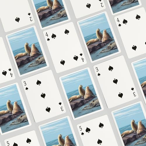 Deck de cartas Sea Lions, 52 naipes tamaño póker miniatura 4