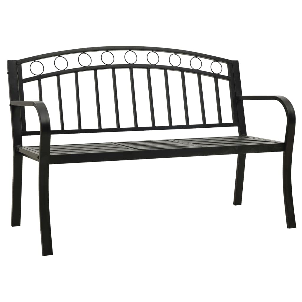 Gartenbank mit integriertem Tisch 120 cm Schwarz pulverbeschichteter Stahl Modernes Design Robust und langlebig für Garten Balkon und Campingplatz
