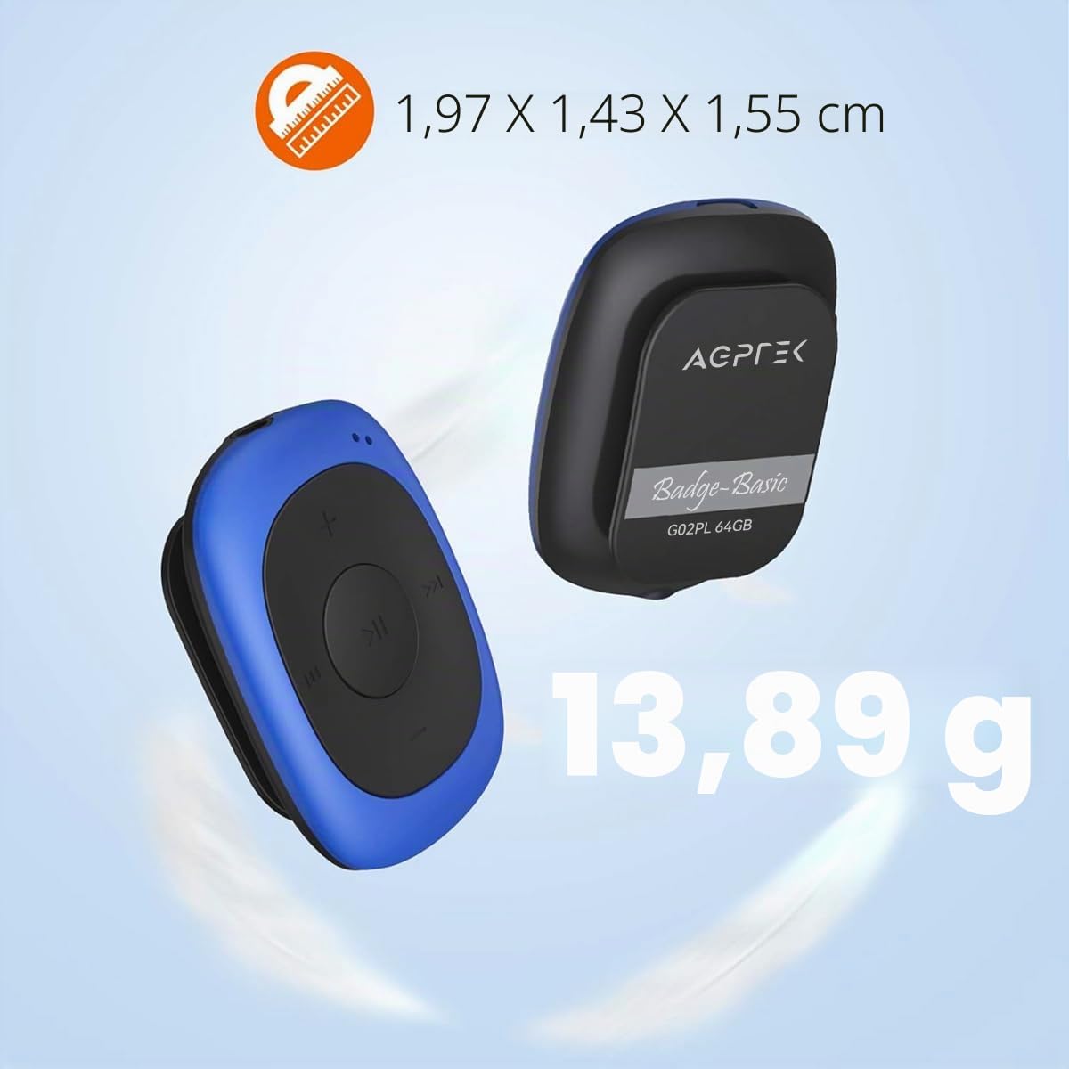 AGPTEK 64Go Lecteur MP3 avec Clip,Baladeur MP3 Sport Portable