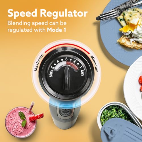 Image of AGARO Grand 1000 Watts Hand Blender with 2 Variable Speed Modes & Speed Regulator, Stainless Steel Blades (Black)