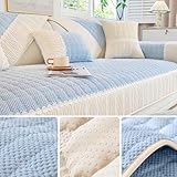 【Matériau en peluche ， Plus chaud】 Housses de canapé lavables Fabriquées en peluche artificielle douce et de poids élevé, sensation de velours d'orge confortable ， elles sont douces et agréables pour la peau, chaleur durable, épaissies et chaudes, et ne perdent pas leurs poils facilement après une longue période utiliser.