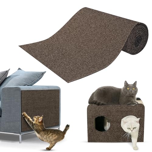 Tappetino Tiragraffi per Gatti Autoadesivo, DIY Climbing Cat Scratcher, Proteggi Divano Gatti Graff, Antigraffio Gatto Divano30*100cm marrone