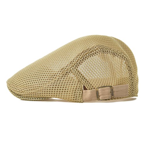 Image of VOBOOM Men Breathable Mesh Summer Hat Adjustable Newsboy Beret Ivy Cabbie Flat Cap