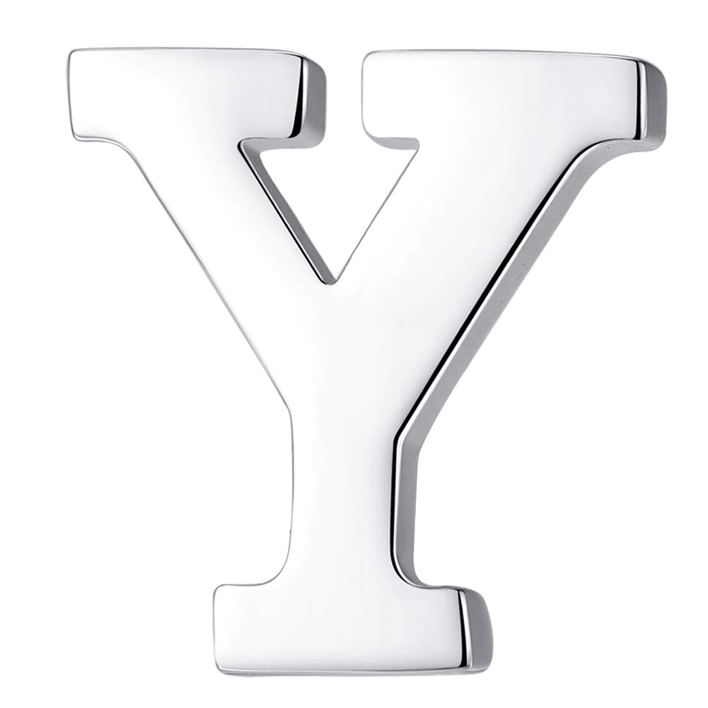 HONEY BEAR Silver Initial Letter Tie Lapel Pin Brooch for Men Women Shirt
