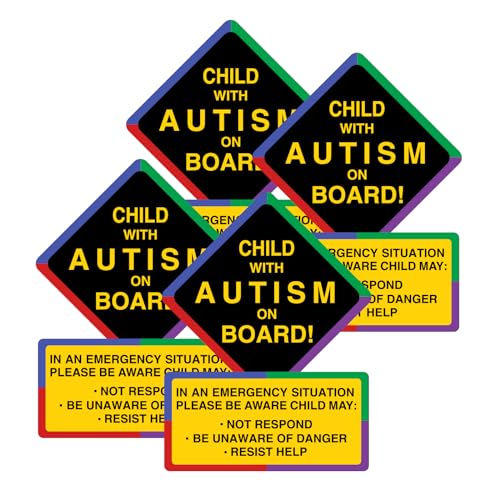 Dakchor Autism Car Magnet and Stickers Removable Reusable for Vehicle Window, Child with Autism On Board Sign for Safety Awareness