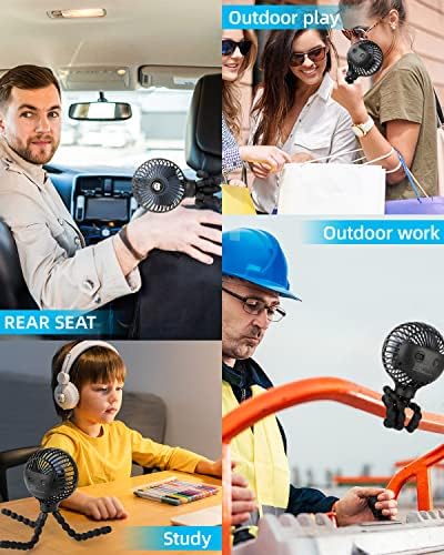 Pram Fan Stroller Fan USB Fan Rechargeable Portable Fan, Battery Operated & 360° Rotation Personal Fan for Pram Accessories Stroller PushChairs Beds Camping, Travel Holiday Essentials for Baby Kids