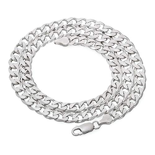 Men's 6.5Mm Solid .925 Sterling Silver Flat Cuban Link Curb Chain Necklace, 22 Inches #TOP2