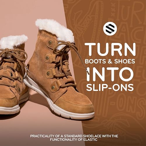 THE ORIGINAL STRETCHLACE Round Elastic Shoelaces – Stretchy Tie Once Laces Turn Shoes into Slip-Ons, As Seen on Shark Tank, Light Brown, 24 in (60 cm) by THE ORIGINAL STRETCHLACE - Image 2