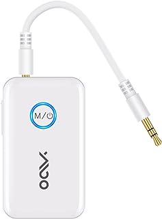 YMOO Bluetooth 5.3 Transmitter Receiver, 2-in-1 Wireless Bluetooth Adapter,3.5mm Low Latency Audio Adapter,Bluetooth Transmitter for Tv to Headphones,for Car/PC/Airplane/Home Stereo System,22H (White)