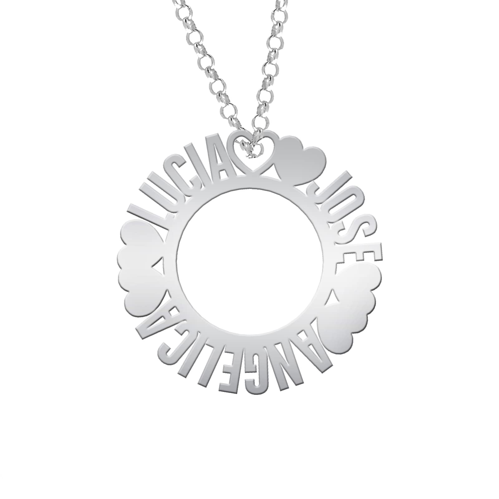 Collar Con Nombre Personalizado - Colgante Con Corazones y Nombres Personalizados Plata de Ley - Regalo para Parejas Enamorados Esposa