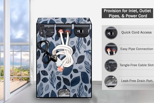 Image of Stylista Top Load Fully Automatic Washing Machine Cover Suitable for Lloyd 6.5 kg, 7 kg & 7.2 kg Ditzy Pattern Grey Base