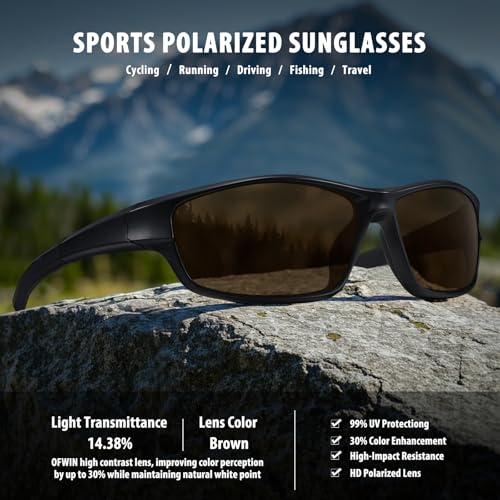 Image of Polarized Sports Sunglasses for Men Women Driving Cycling Fishing Wrap Around Sun Glasses UV400 Protection