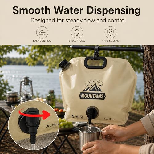Contenedor de Agua Plegable Recipiente Portátil con Grifo para Camping, Equipo de Senderismo Plegable, Transportador de Líquidos a Prueba de Fugas (1 Paquete 2 Galones) miniatura 4