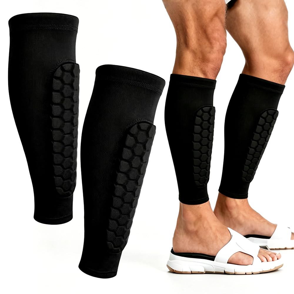 Shin Guards, Adults Shin Guards Pads Football Shins Pads Honeycomb Compressions Sleeve Shins Guard Breathable Elastic Sports Shinguard Pad for Men,Women,Teenagers