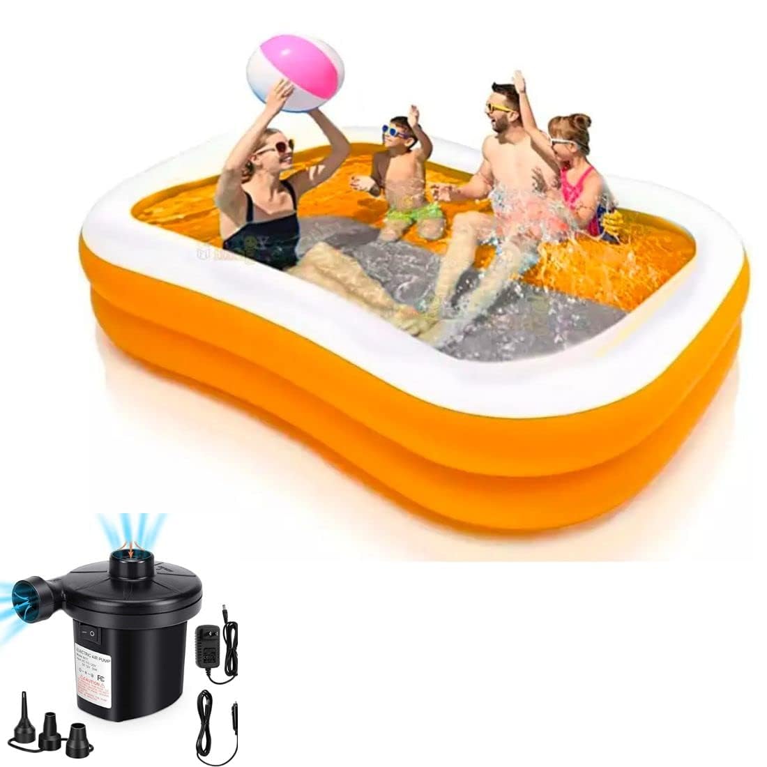LONGMIRE 7 ft Portable Inflatable & Foldable Kids Swimming Pool with Heavy Air Pump Baby Bath Tub Water Pool for Kids and Adults Outdoor & Indoor Kids Bathing Tub - Multicolor (B0CZJMRSCN) Amazon Price History, Amazon Price Tracker