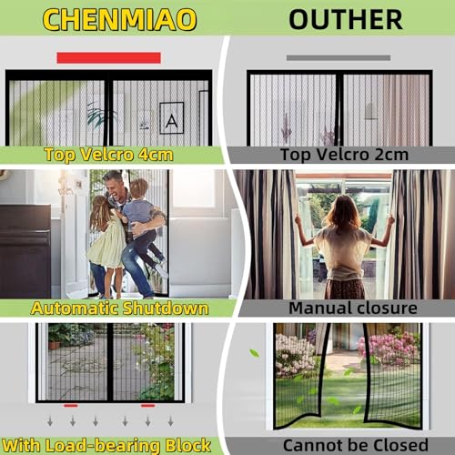 Moustiquaire pour porte fenêtre 114x184 anti-moustique aimantée noire - 4