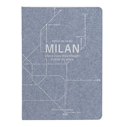 Clairefontaine 83534C - Un taccuino rilegato a filo in carta Jeans motivi Rami della metro New-York, Paris, Berlin, London, Milan - A6 10,5x14,8 cm 96 Pagine a righe, carta bianca 90g 5 motivi