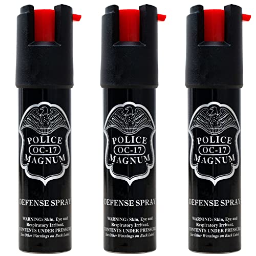 Police Magnum Compact Pepper Spray Self Defense- Tactical Maximum Heat Strength OC- Small Discreet Carry Canister- Made in The USA