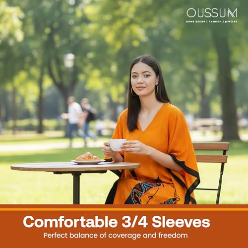 Image of Oussum Plus Size Kaftan Dresses for Women, Polyester Summer Caftan Cover Up Maxi Beach Dress, 1X-3X
