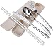 KIWILL Set Posate monoblocco Posate in Acciaio Inossidabile da Campeggio con Custodia in Neoprene- 1 x forchetta, 1 x coltelli, 1 x Cucchiai Cena, 1 x Bastoncini
