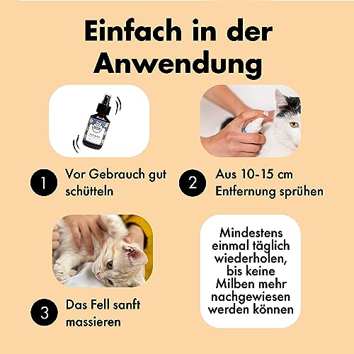 CATLY Anti Milben Katzenspray mit rein natürlichen Inhaltsstoffen - auch als Flohmittel Katzen Spray gegen Jede Art von Parasiten, Grasmilben Schutz & Katzen Flohmittel, Ohrmilben Katzenspray - 100ml