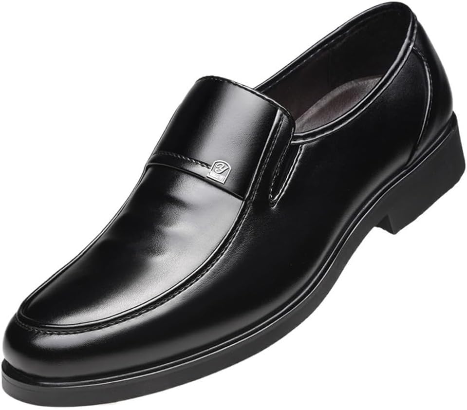 Men's Oxford Brogue Dress Shoes, Slip-On Round Toe Formal Loafers, Business Wedding Low-Top Anti-Slip Footwear