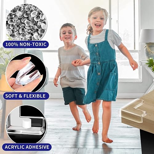 Image of Pack of 4 Silicone Corner Protectors | Baby Proofing Edge & Corner Guards for Sharp Edges, Table, Bed & Furniture | Child Safety Cushion for Baby Proofing