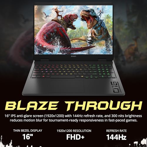 Image of HP Omen 16 Slim 16 inch FHD+ 144Hz Gaming Laptop, Intel Ultra 9 285H, NVIDIA GeForce RTX 5070, 64GB DDR5, 3TB Storage(2TB SSD+1TB Docking Station), 4-Zone RGB Backlit Keyboard, WiFi 6E, Win11 Pro, Black