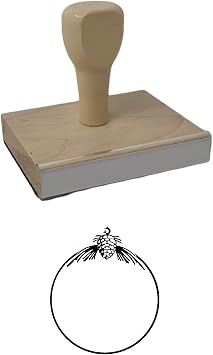 Pinecone Ornament Rubber Stamp, 4 X 3 Wood Stamp