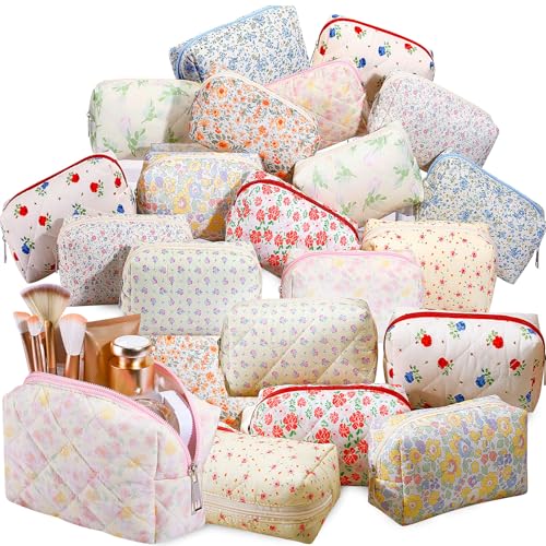 Paterr 20 Pcs Cotton Quilted Makeup Bag Bulk Cute Coquette