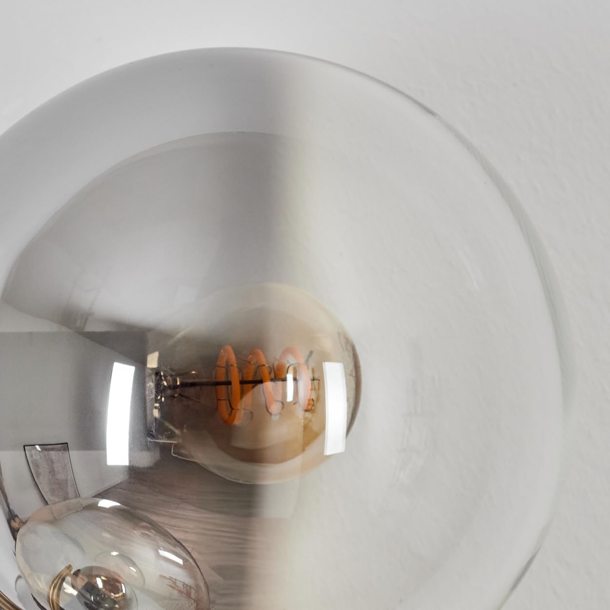 HOFSTEIN Wandleuchte Gastor, Wandlampe aus Metall/Glas in Schwarz/Gold/Rauch/Bernstein/Klar, Leuchte im Retro/Vintage-Design (Schirme Ø 15 cm), E14, Wohnzimmer, Schlafzimmer, Küche, Flur, Treppenhaus