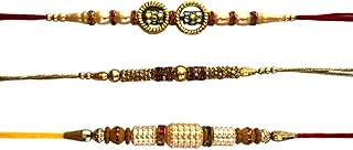 SLNDOKTG Set of 3 Rakhi Rakhi for Brother and Bhabhi Rakhi Bracelet Rakhi Thread Rakhee for Brother Raksha Bandhan Bracelet Bhaiya Bhabhi Rakhi