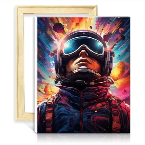 LiHEQING Kits de pintura por números, pilotos de galaxia sobre lienzo, pintura para adultos con pinceles y pigmento acrílico, pintura de números, arte de pared, sin marco (50 x 65 cm)