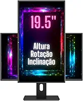 Monitor 19.5' LED Ergonômico Ajuste de altura, rotação, inclinação, Widescreen, 2ms, 75Hz, HD+, HDMI, VESA, 3Green Pro 1953G