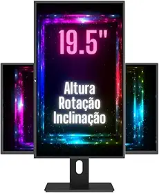 Monitor 19.5' LED Ergonômico Ajuste de altura, rotação, inclinação, Widescreen, 2ms, 75Hz, HD+, HDMI, VESA, 3Green Pro 1953G