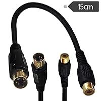 Vista 4 de Cable S-Video a RCA chapado en oro compuesto RCA hembra a 4 pines Mini DIN Terminal macho AV estéreo Cable de conversión de audio S-Video -2PCS 15CM