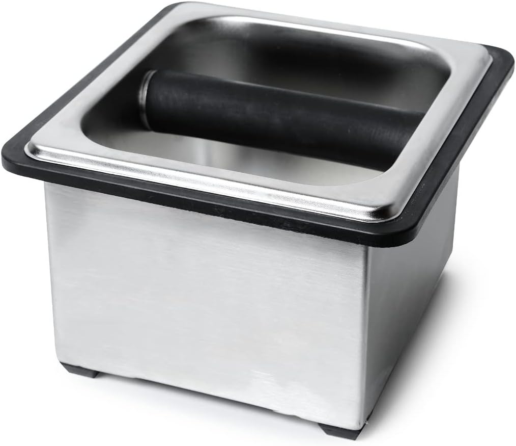 Rattleware Stainless Steel Knock Box Set, Medium Espresso Grounds Bin