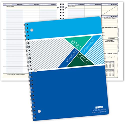 Elan Publishing Company Student Academic Organizer - 8.5" x 11" Weekly View; Dated for 2021-2022 Academic Year (AOTAP-Dated)