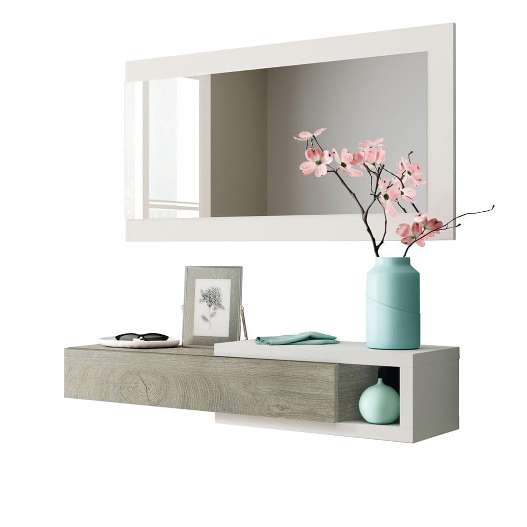 Forés Mueble recibidor Enzo con Espejo Blanco artik/Alaska
